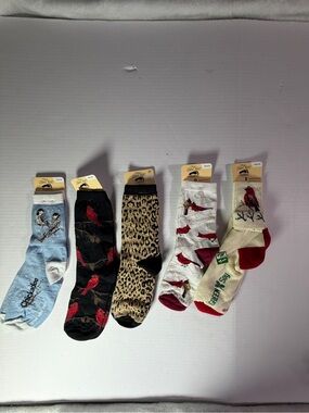 Assorted For Bare Feet women’s Socks with Bird & Leopard Patterns - Pack of 5